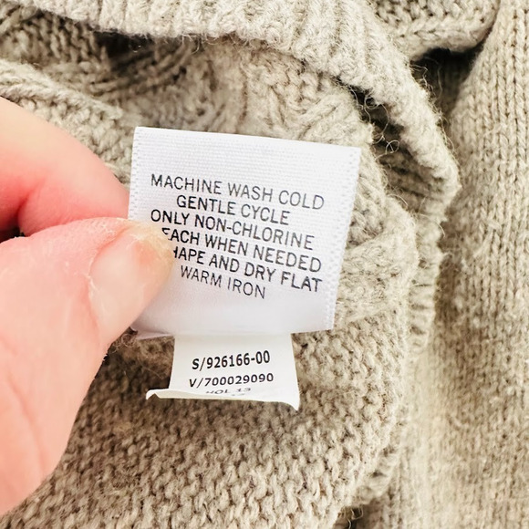 Banana Republic Sweater Men L Grey Cable Shawl Fisherman Cardigan Preppy Grandpa - Picture 7 of 7